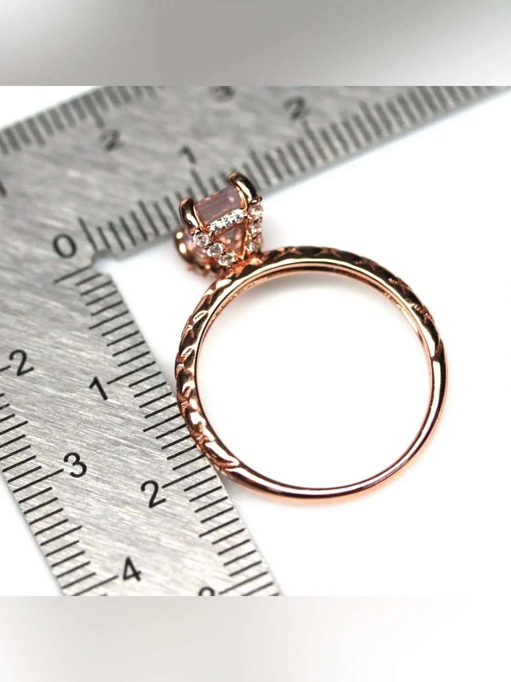 Stunning Hidden Halo Natural 1CT Pink Amethyst Ring 18K Rose Gold plated Size 8